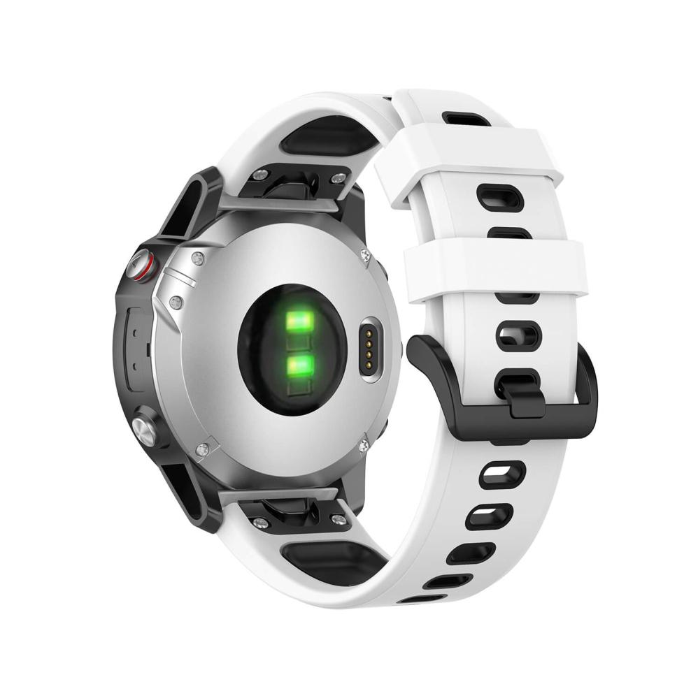 Silikonarmband 22mm Vit & Svart för Garmin Fenix 5/5 Pro/6/6 Pro/7/Epix