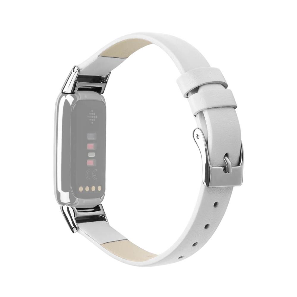 Läderarmband Vit för Fitbit Luxe 115-165mm