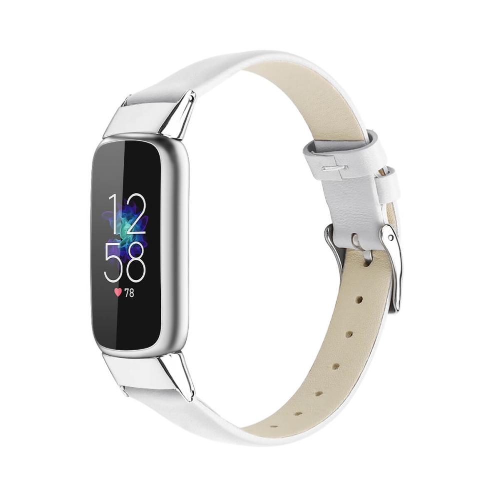 Läderarmband Vit för Fitbit Luxe 115-165mm
