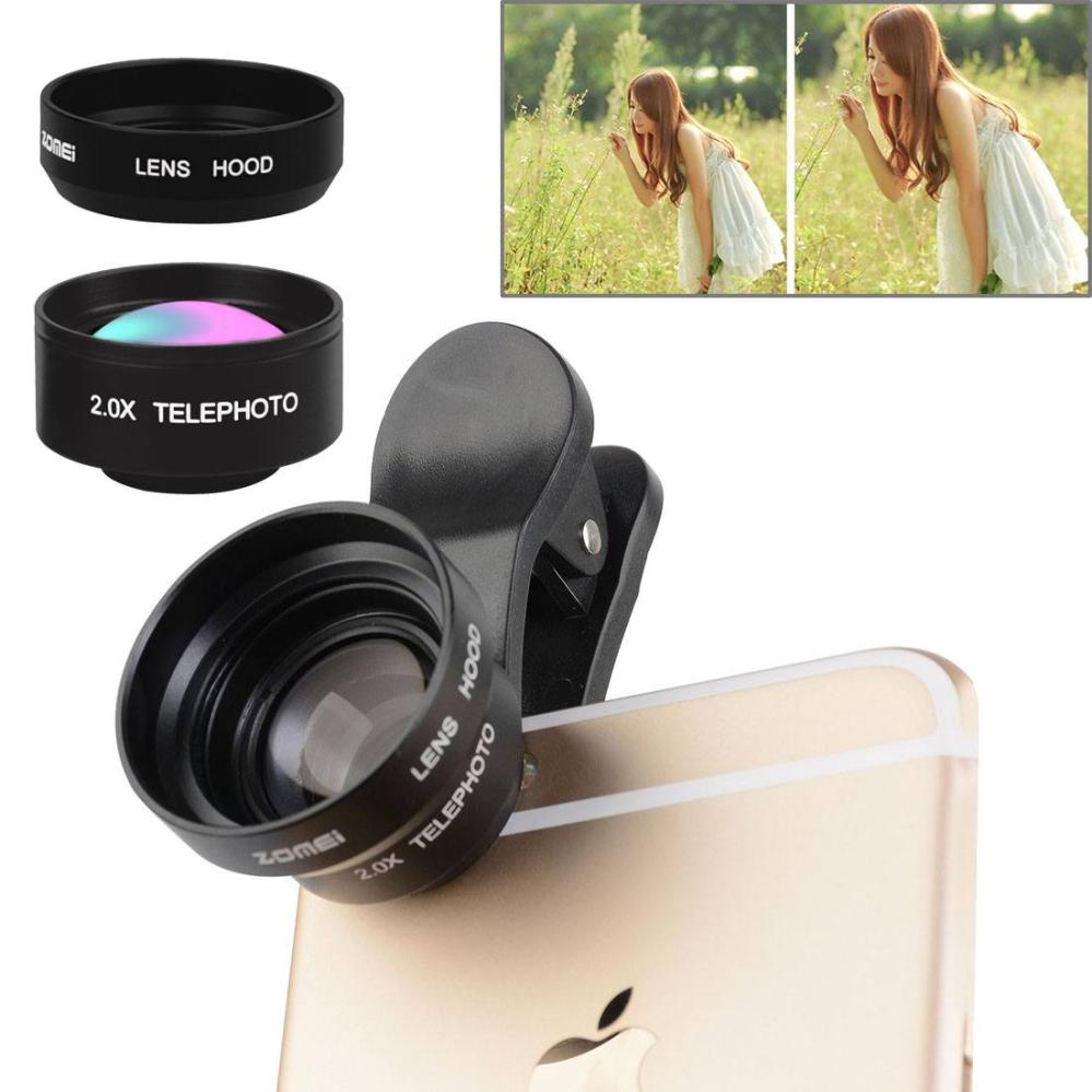 ZOMEI Universalt 17mm 2.0X Teleobjektiv & motljusskydd för smartphone (Svart)