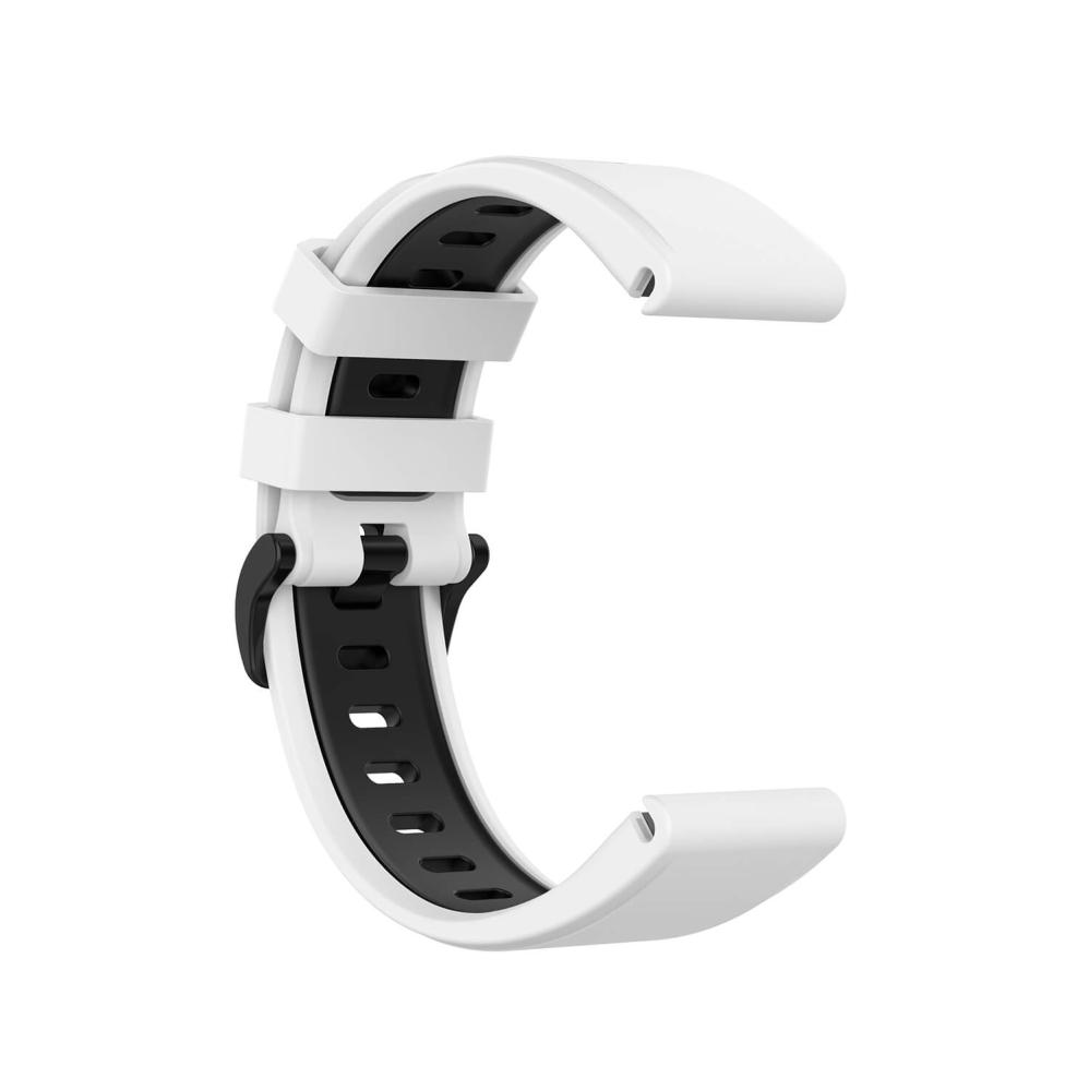 Silikonarmband 22mm Vit & Svart för Garmin Fenix 5/5 Pro/6/6 Pro/7/Epix