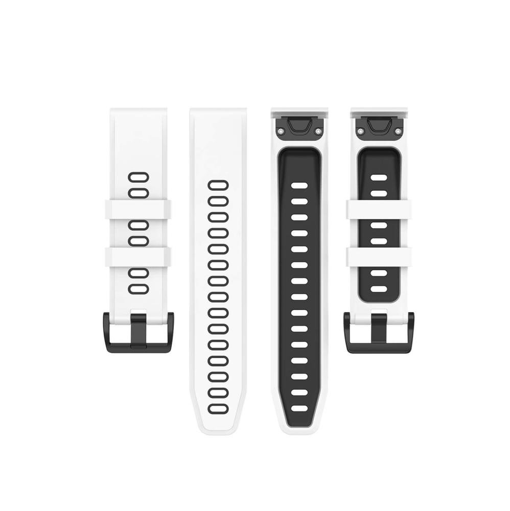 Silikonarmband 22mm Vit & Svart för Garmin Fenix 5/5 Pro/6/6 Pro/7/Epix
