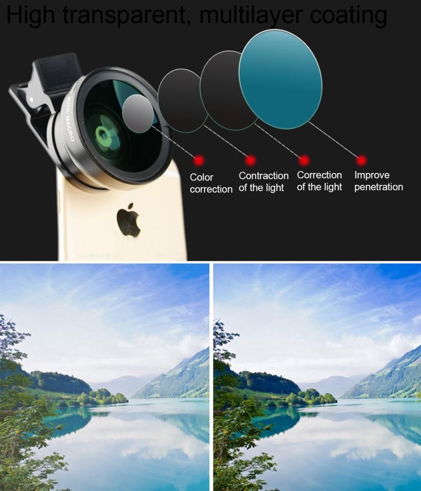 ZOMEI Universal 0.45x Vidvinkelobjektiv för smartphone