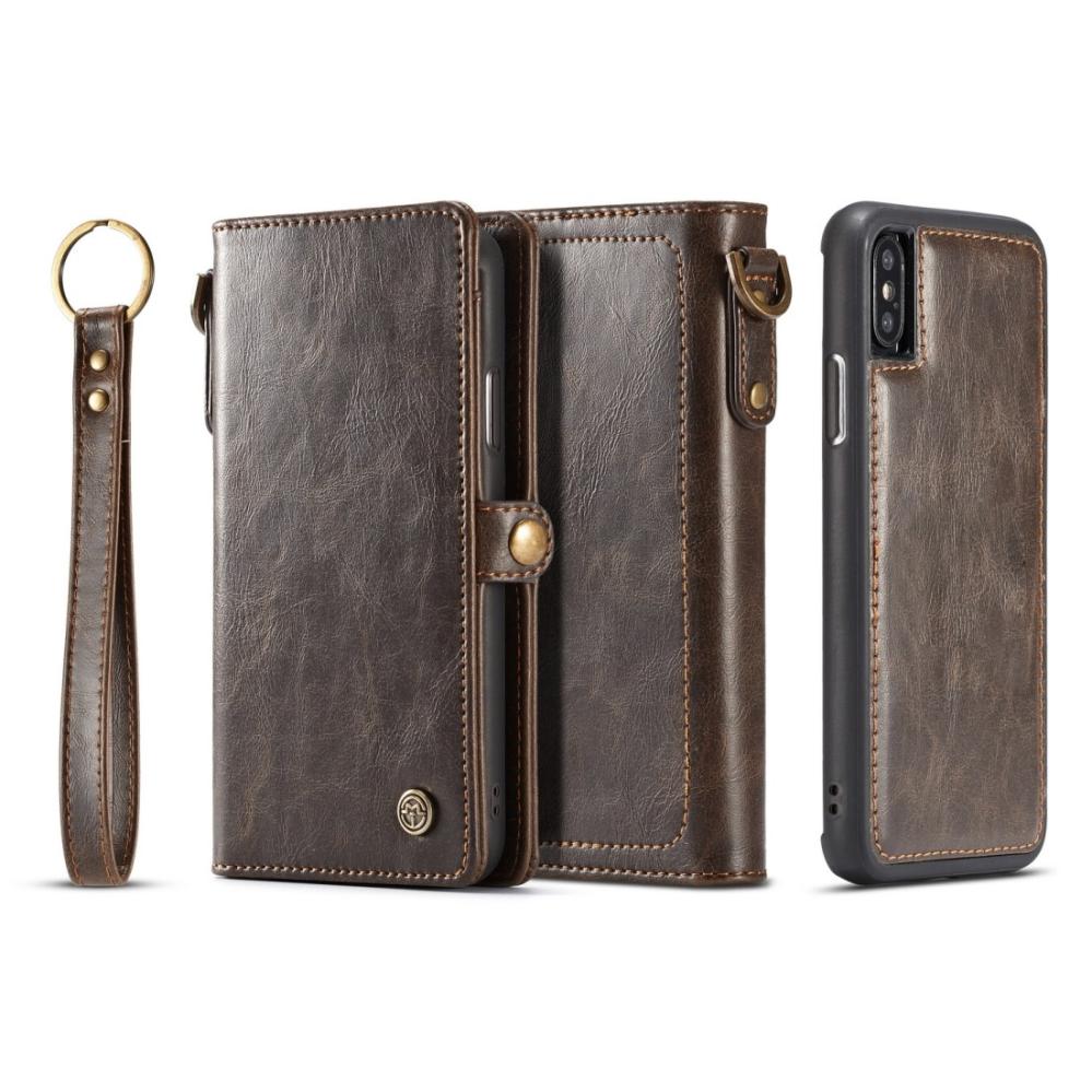 CaseMe Plånboksfodral Brun med magnetskal PU-läder för iPhone X