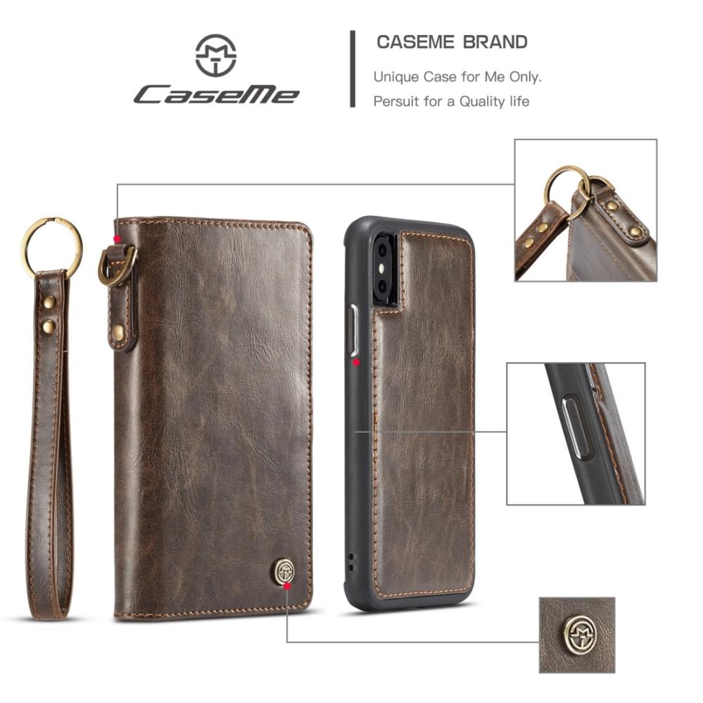 CaseMe Plånboksfodral Brun med magnetskal PU-läder för iPhone X