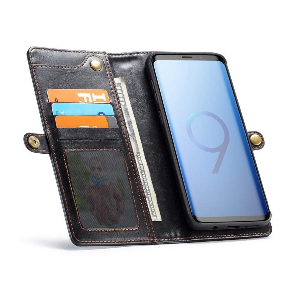 CaseMe Plånboksfodral med magnetskal PU-läder för Galaxy S9 Plus Svart