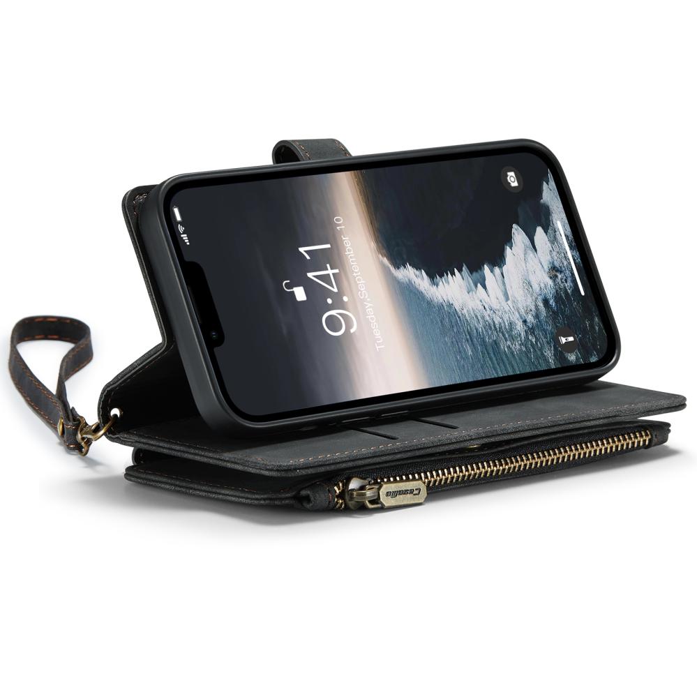 CaseMe Plånboksfodral med 7 kortplatser för iPhone 14 Svart