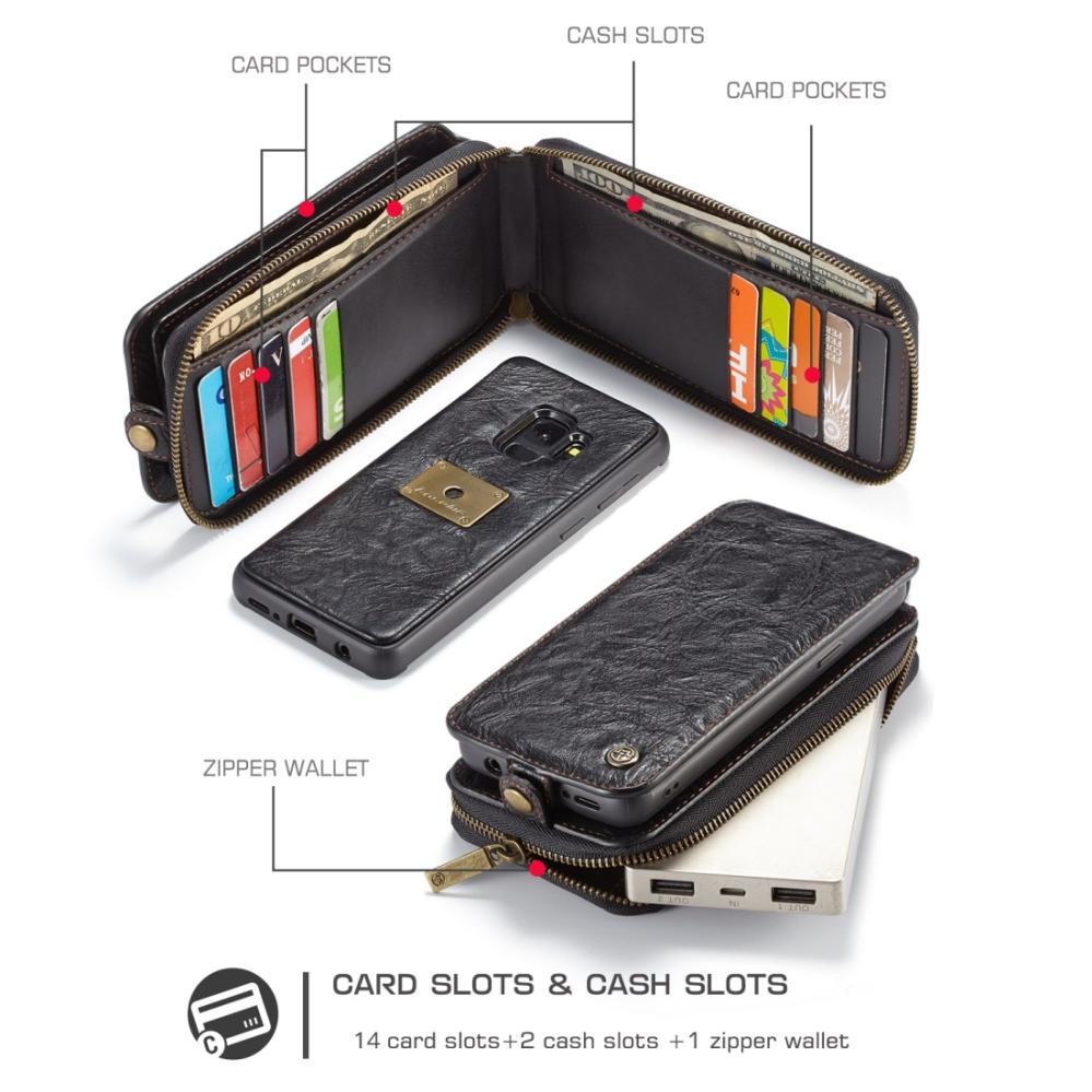  Plånboksfodral, plånbok & magnetskal för Galaxy S9 (3i1) Svart - CaseMe