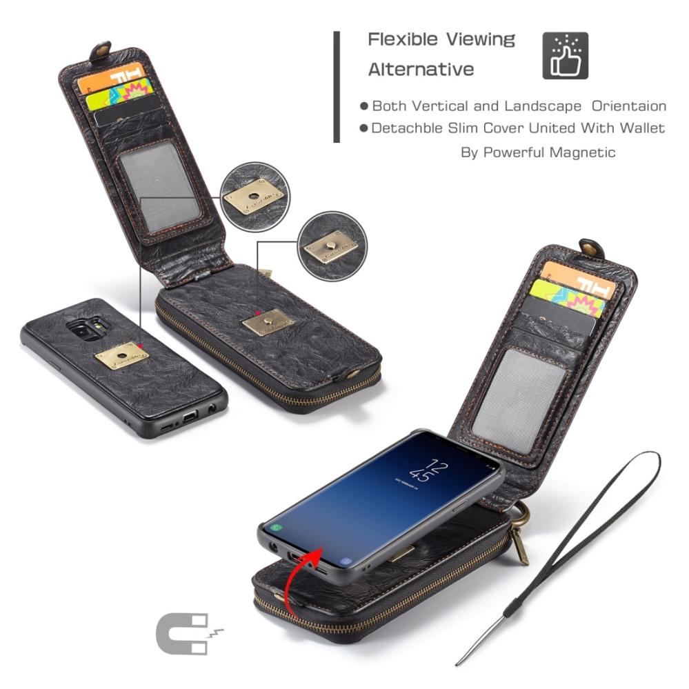 Plånboksfodral, plånbok & magnetskal för Galaxy S9 (3i1) Svart - CaseMe