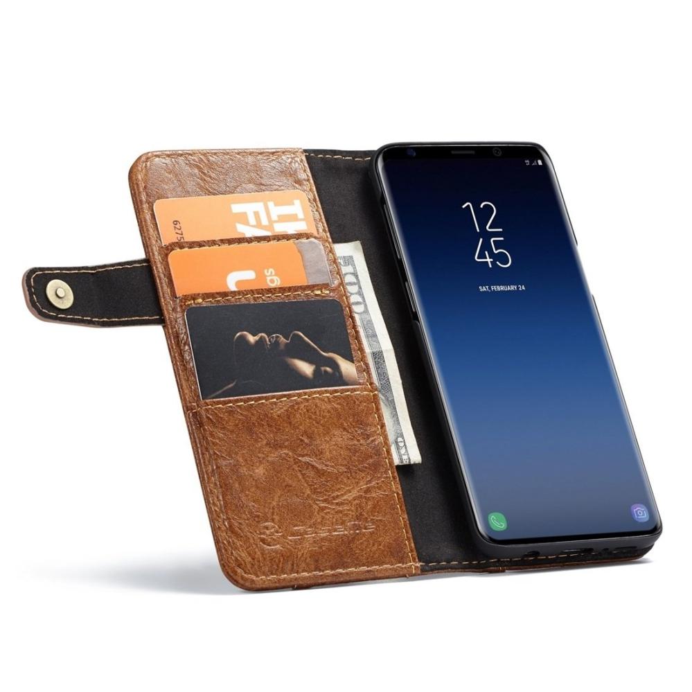 CaseMe Plånboksfodral med yttre fack för Galaxy S9 Brun