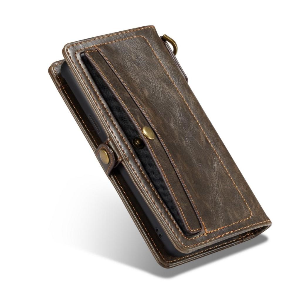 CaseMe Plånboksfodral med skal PU-läder för Galaxy S9 Brun