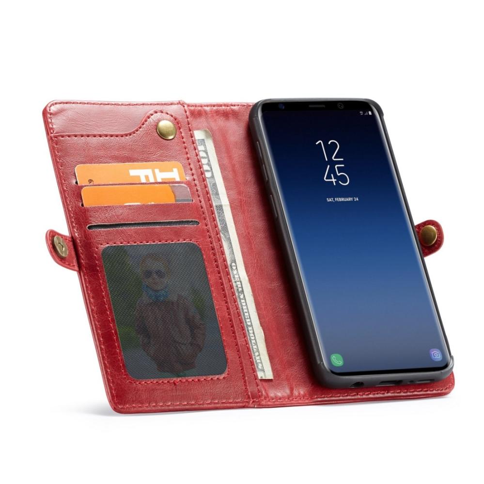  CaseMe Plånboksfodral med skal PU-läder för Galaxy S9 Röd