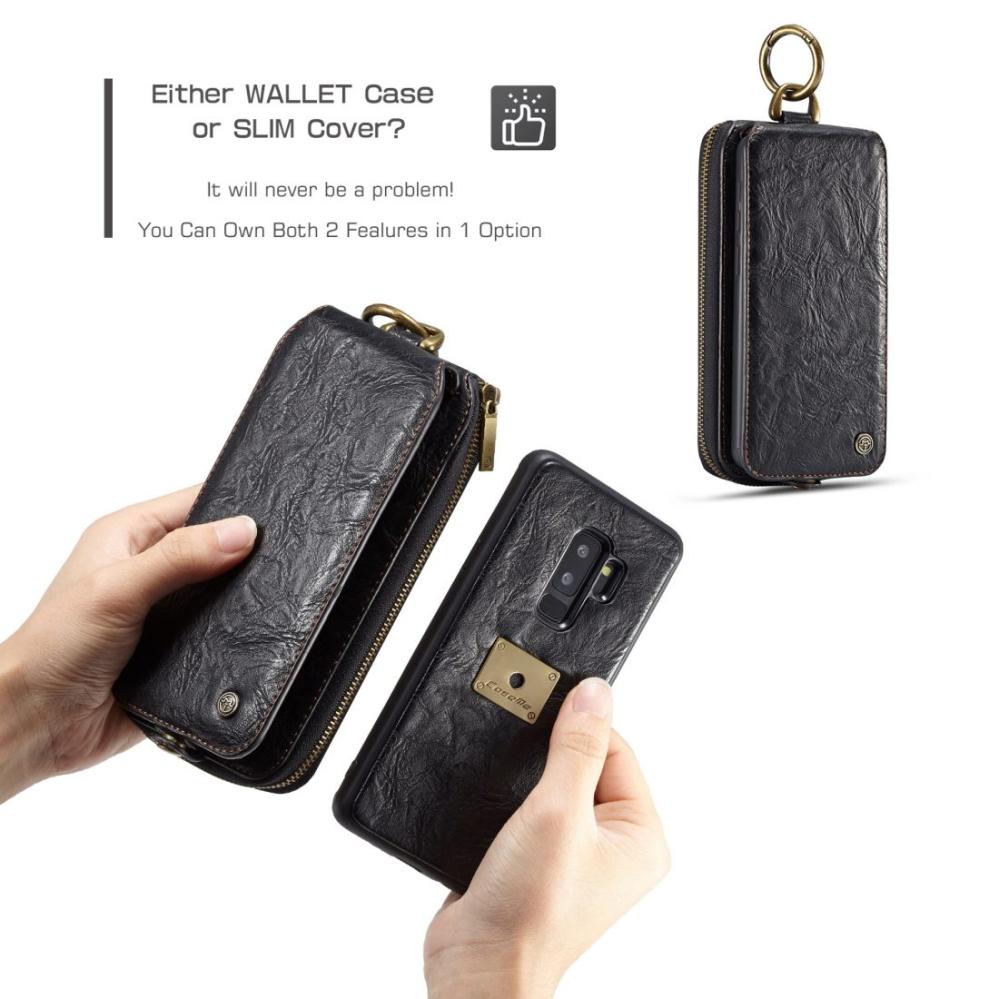 CaseMe Plånboksfodral, plånbok & magnetskal för Galaxy S9 Plus (3i1) Svart