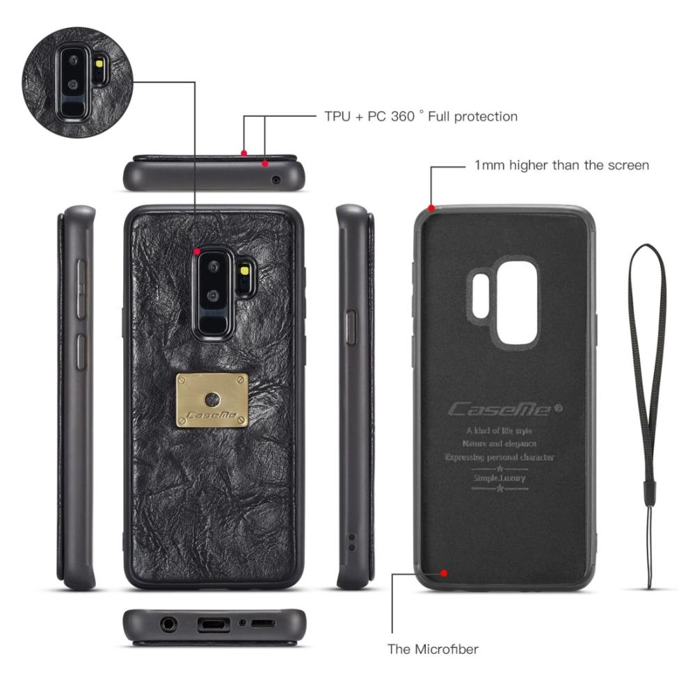 CaseMe Plånboksfodral, plånbok & magnetskal för Galaxy S9 Plus (3i1) Svart