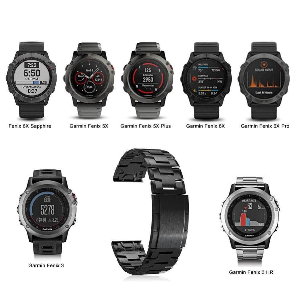 Titanarmband Svart för Garmin Fenix/Forerunner