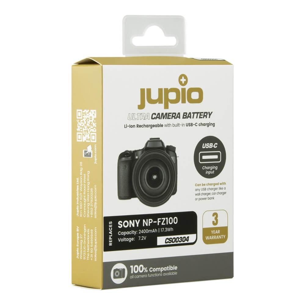 Jupio kamerabatteri 2400mAh för Sony NP-FZ100 USB-C input