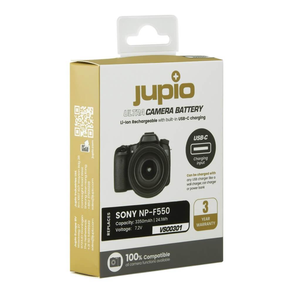  Jupio kamerabatteri 3350mAh för Sony NP-F550 USB-C Input