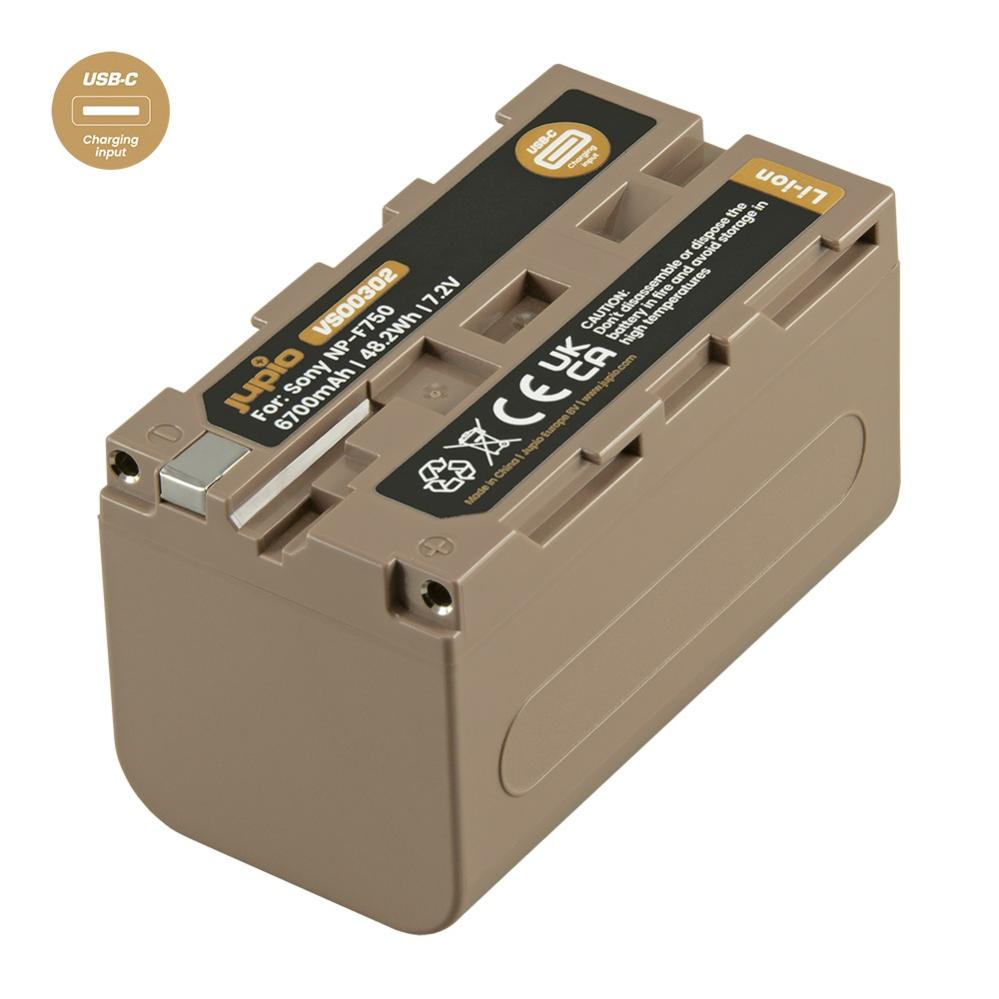 Jupio kamerabatteri 6700mAh för Sony NP-F750 USB-C input