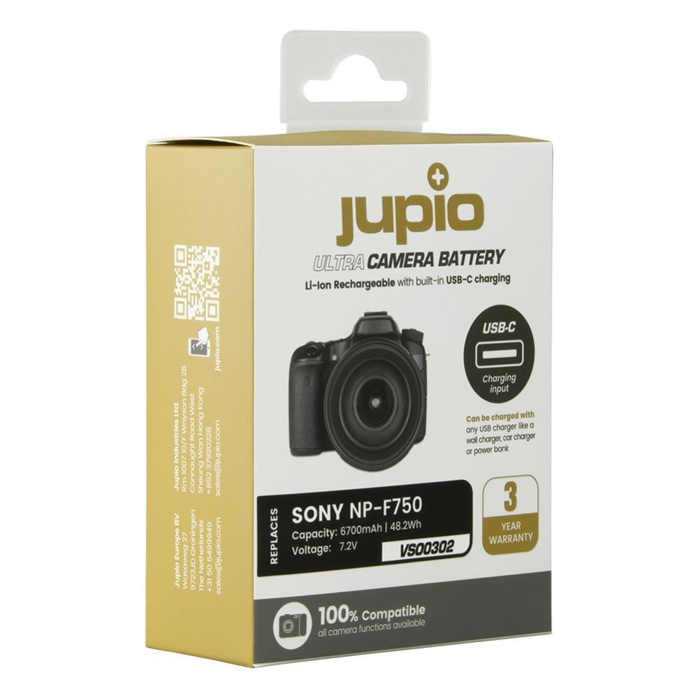 Jupio kamerabatteri 6700mAh för Sony NP-F750 USB-C input