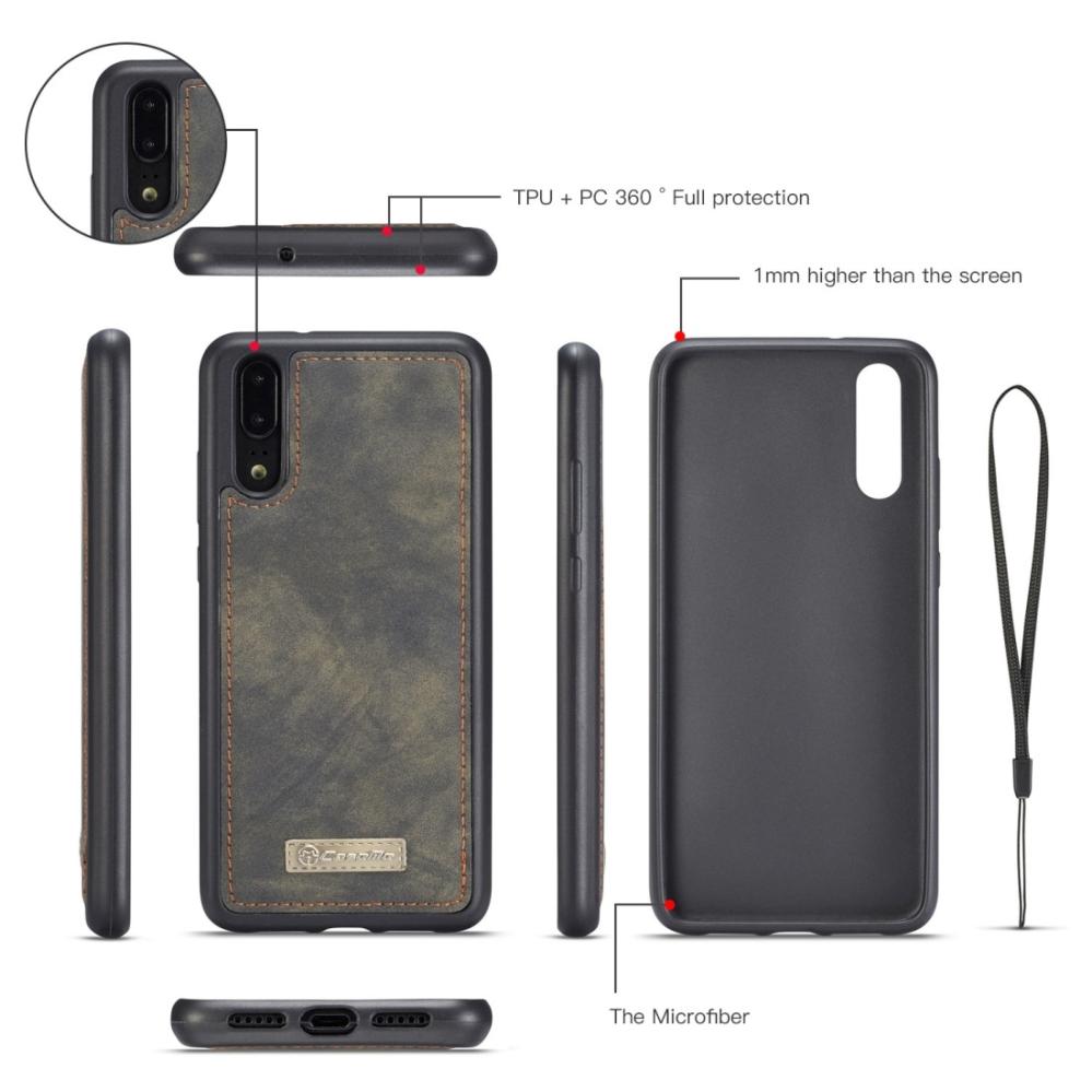 CaseMe Plånboksfodral med magnetskal för Huawei P20 Pro Grå