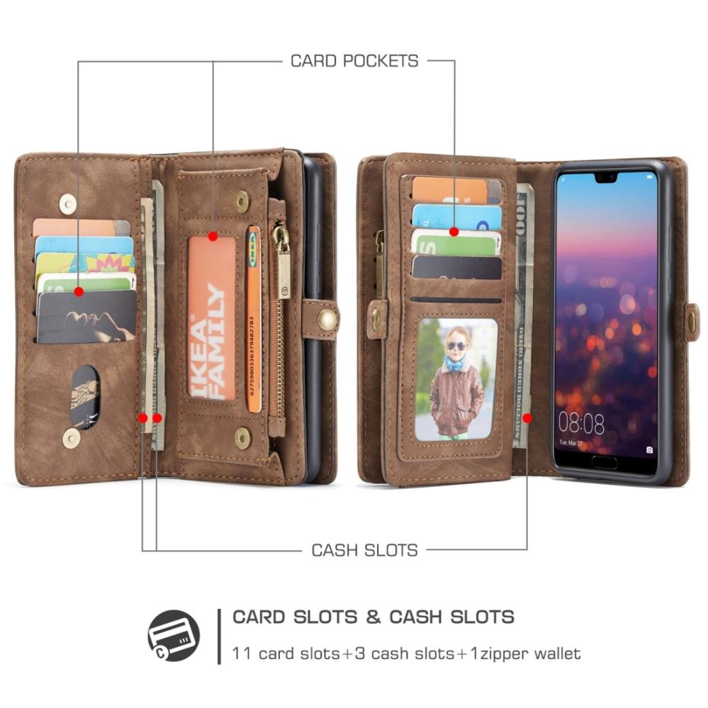 CaseMe Plånboksfodral med magnetskal för Huawei P20 Pro Brun