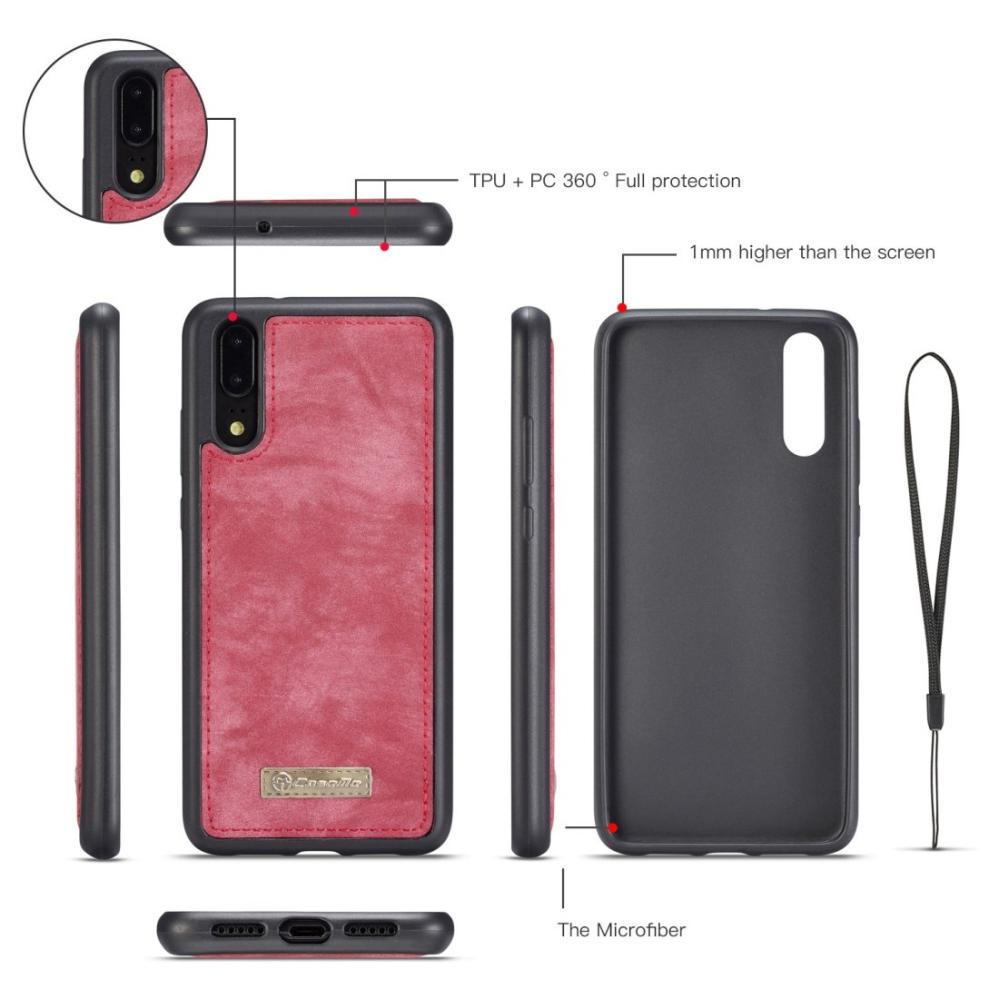 CaseMe Plånboksfodral med magnetskal för Huawei P20 Pro Röd