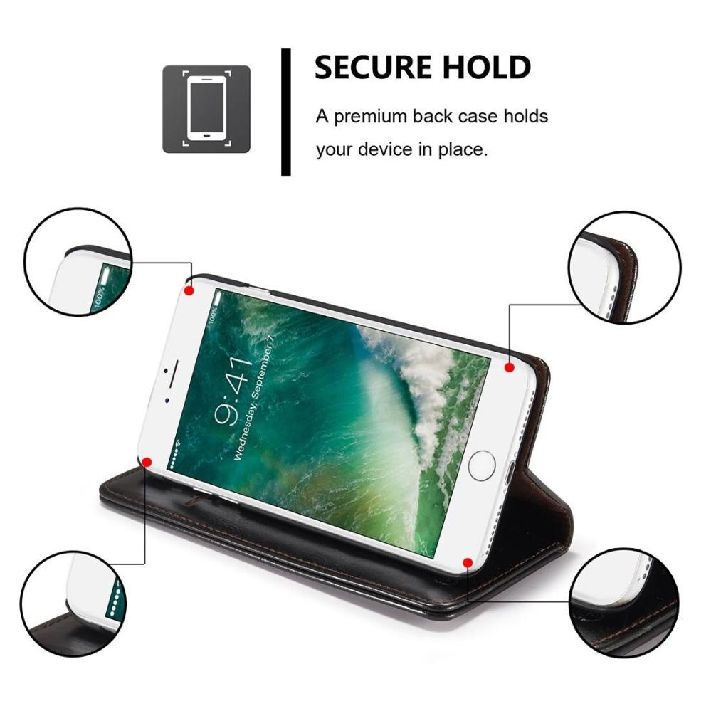 CaseMe Plånboksfodral med kortplats för iPhone 7 Plus/8 Plus Svart-003