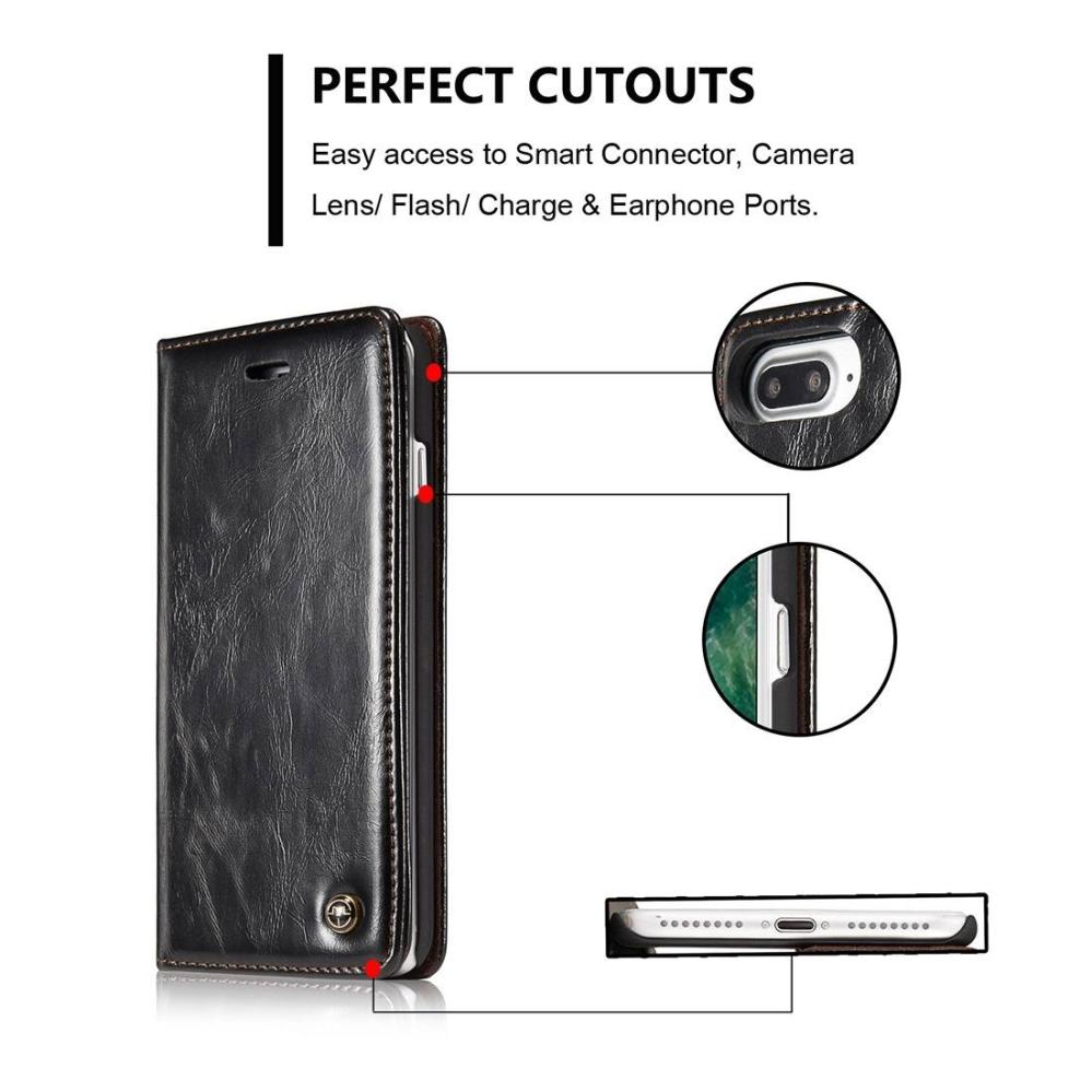 CaseMe Plånboksfodral med kortplats för iPhone 7 Plus/8 Plus Svart-003