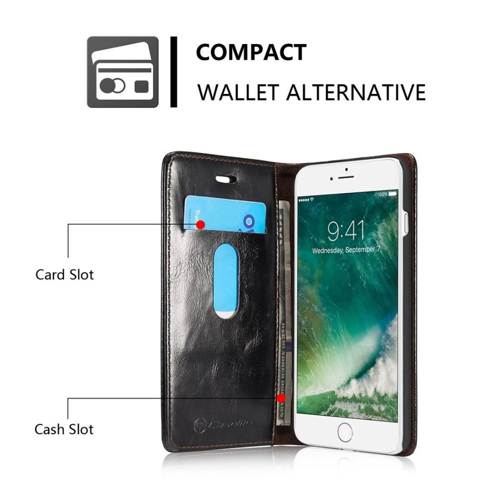 CaseMe Plånboksfodral med kortplats för iPhone 7 Plus/8 Plus Svart-003