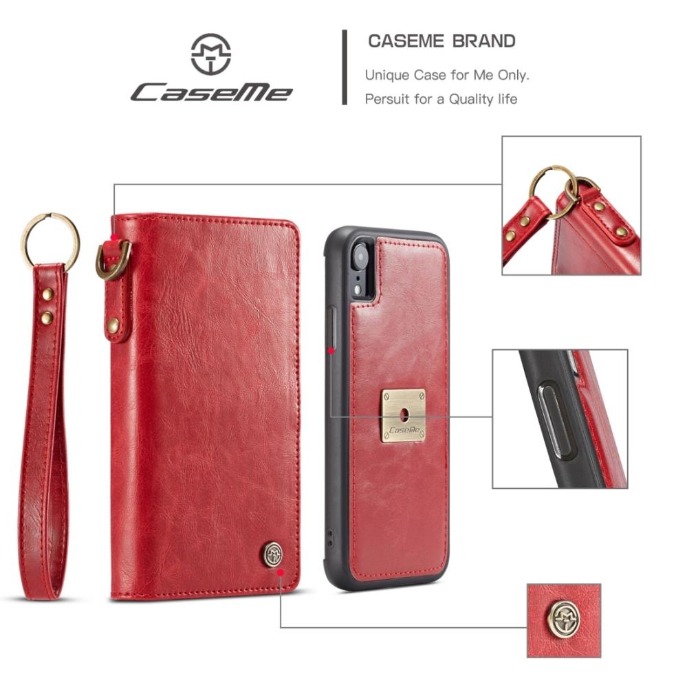 CaseMe Plånboksfodral röd med skal för iPhone XR