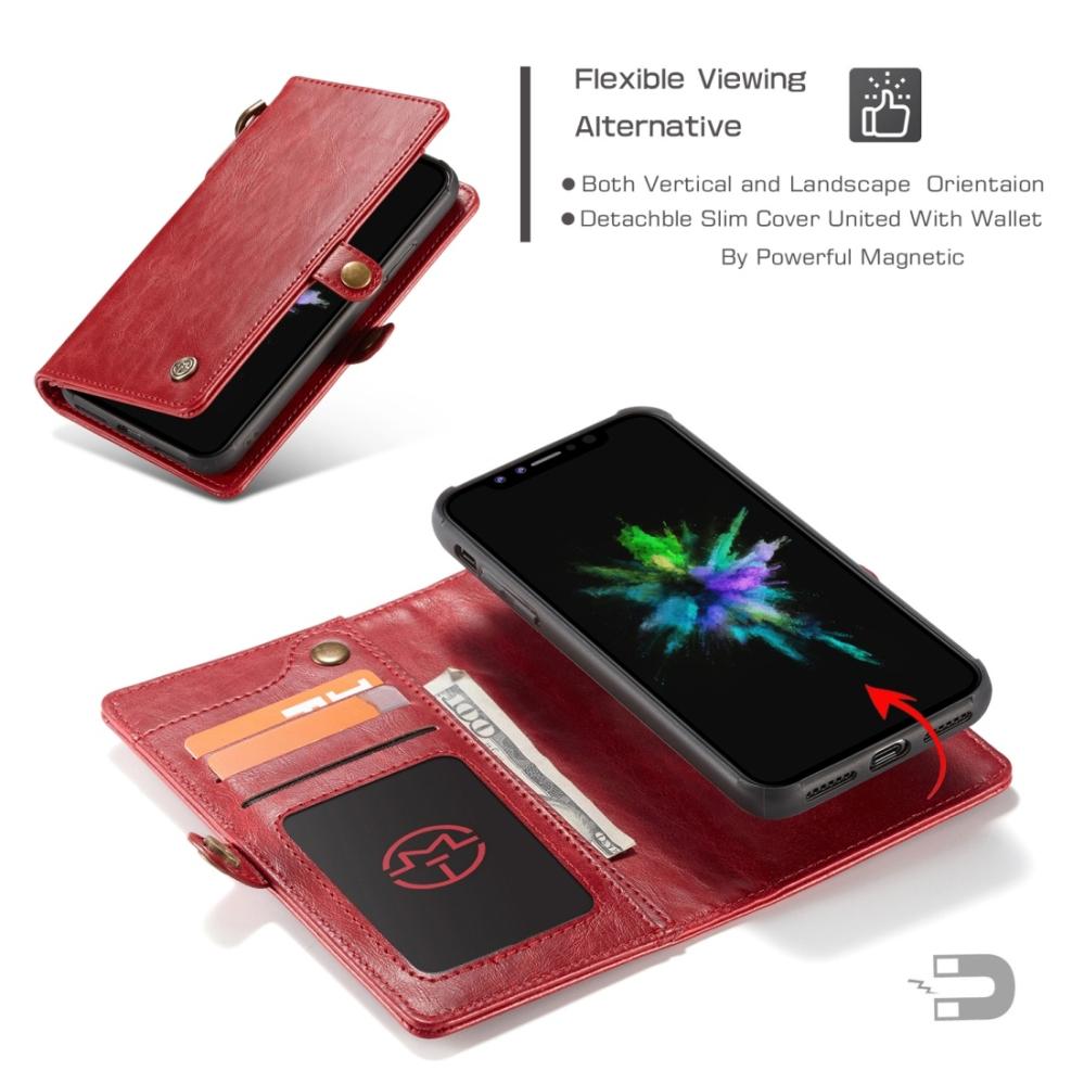 CaseMe Plånboksfodral röd med skal för iPhone XR