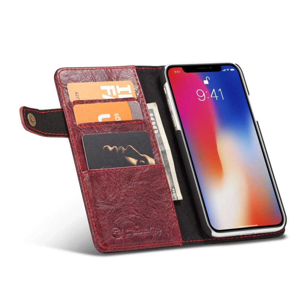 CaseMe Plånboksfodral med yttre fack för iPhone X/Xs Röd