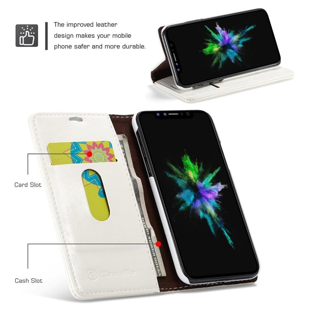 CaseMe Plånboksfodral med kortplats för iPhone X Vit-003