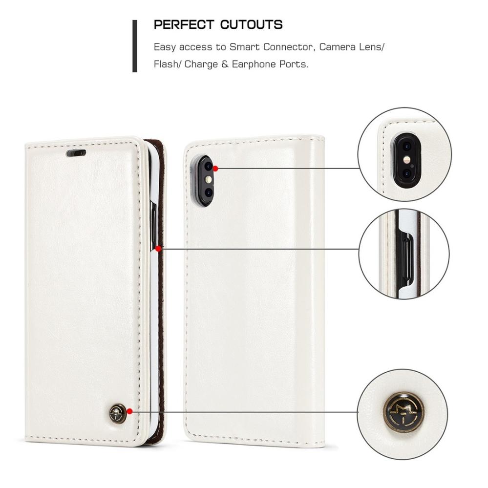 CaseMe Plånboksfodral med kortplats för iPhone X Vit-003