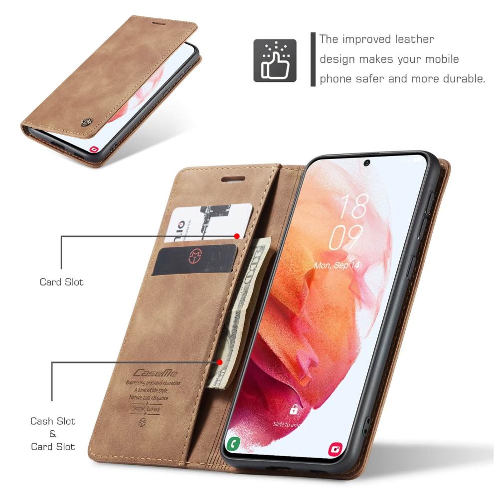 CaseMe Plånboksfodral Brun med kortplats för Samsung Galaxy S21 5G