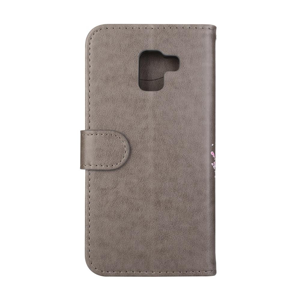 Plånboksfodral för Galaxy A8 (2018) - Grå med rosa flamingo