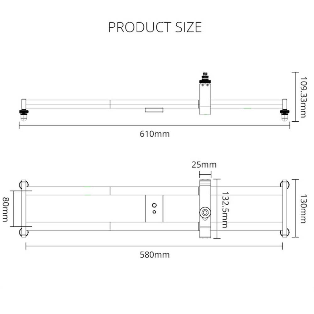 Yelangu YLG0119A 60cm Slider aluminium