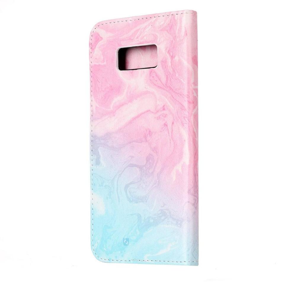 Plånboksfodral för Galaxy S8 - Marmormönster rosa & blå