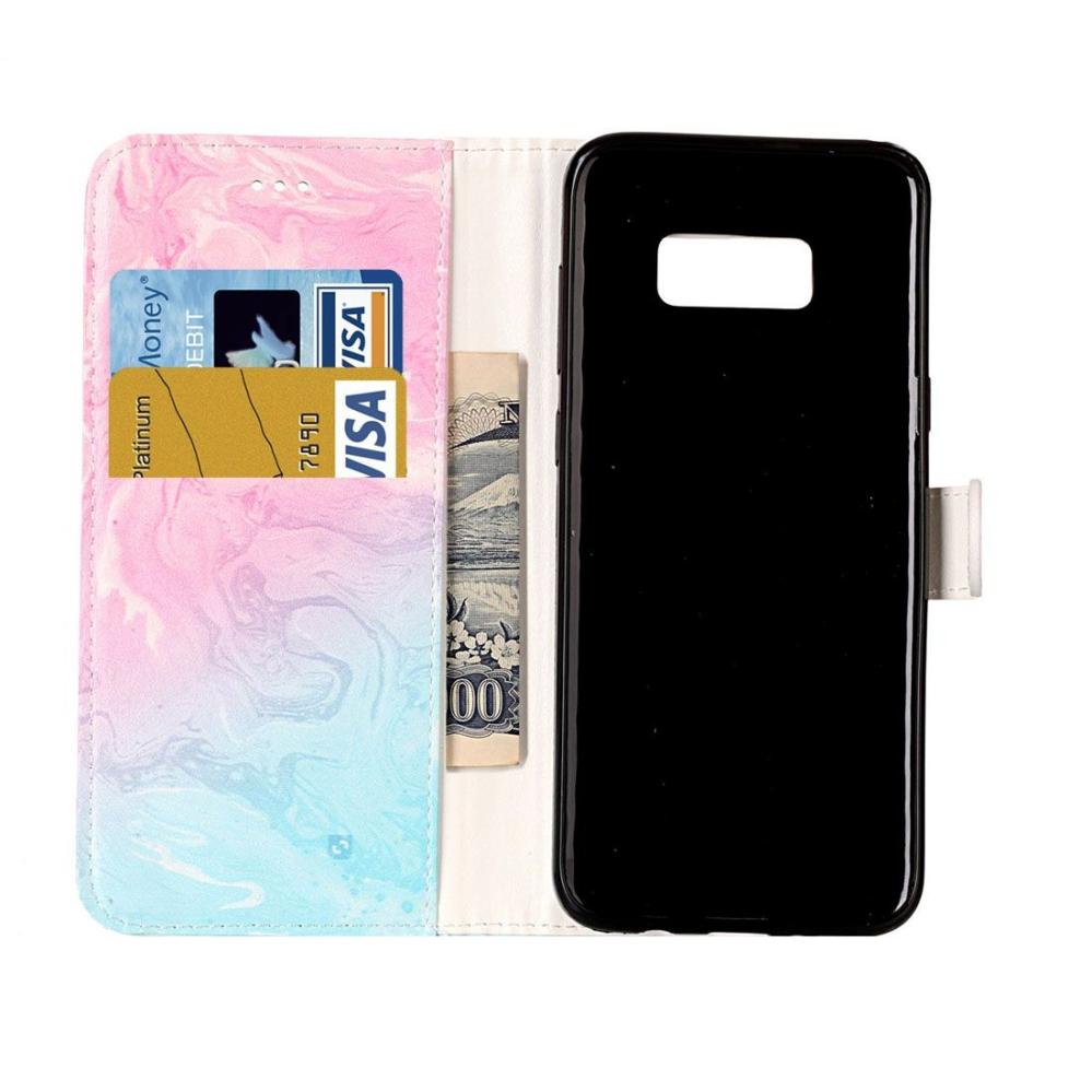Plånboksfodral för Galaxy S8 - Marmormönster rosa & blå