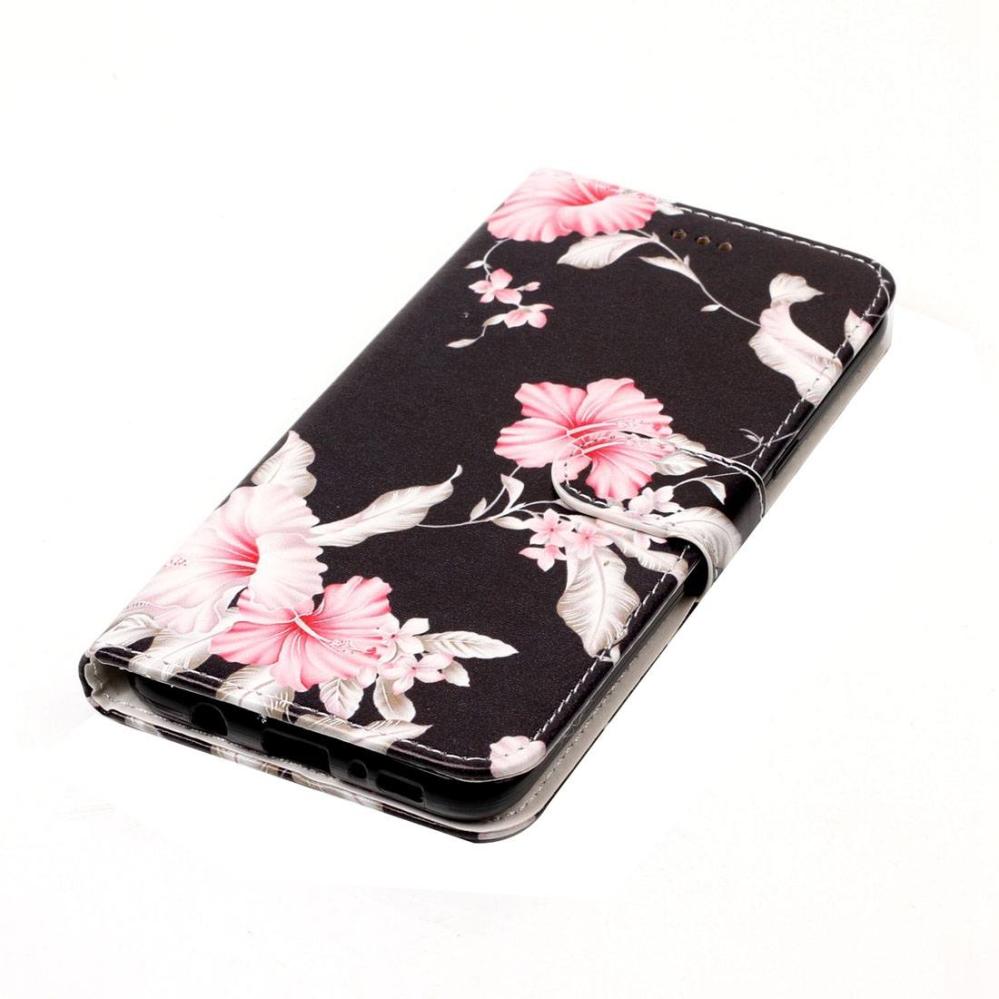 Plånboksfodral för Galaxy S8 Plus - Svart med rosa blommor