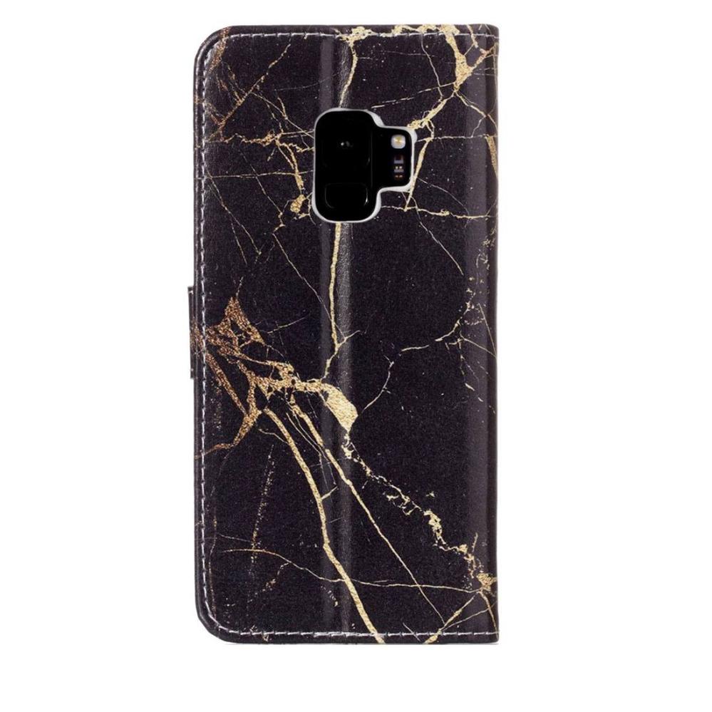 Plånboksfodral för Galaxy S9 - Marmor Svart & guld