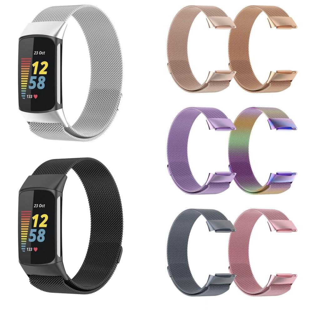 Armband Milanse loop för Fitbit Charge 5 - Svart