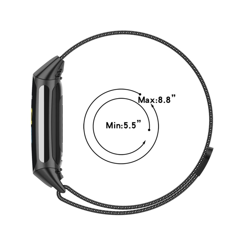Armband Milanse loop för Fitbit Charge 5 - Svart