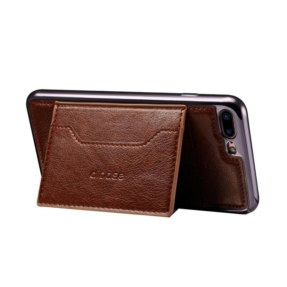 Dibase för iPhone 7 Plus/ 8 Plus - Skal med kortplats PU-läder Brun