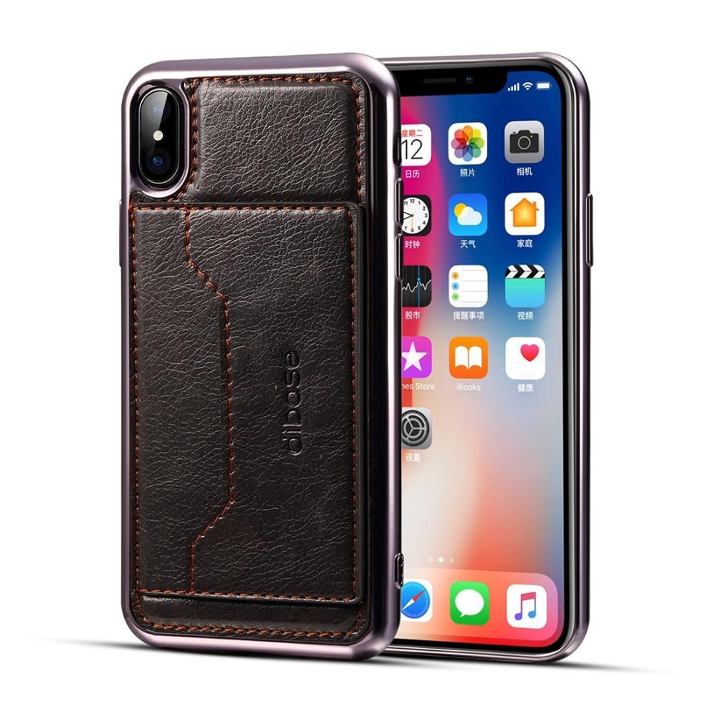 Dibase för iPhone X Skal med kortplats PU-läder Svart