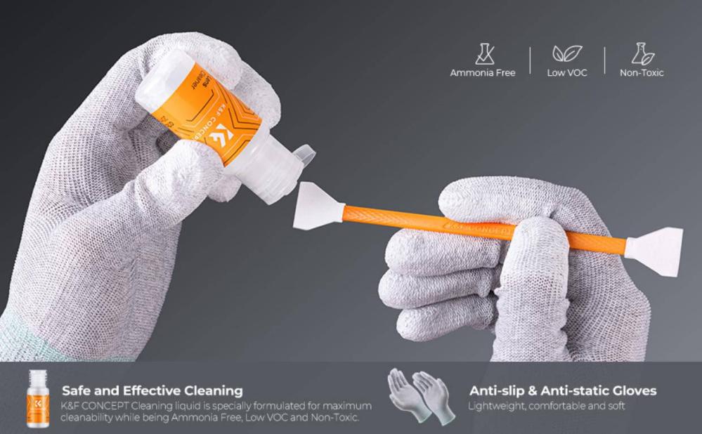  K&F Concept 10st Rengöringsstickor & rengöringsvätska för Fullformat från Kamda – snabb leverans och trygg e-handel
