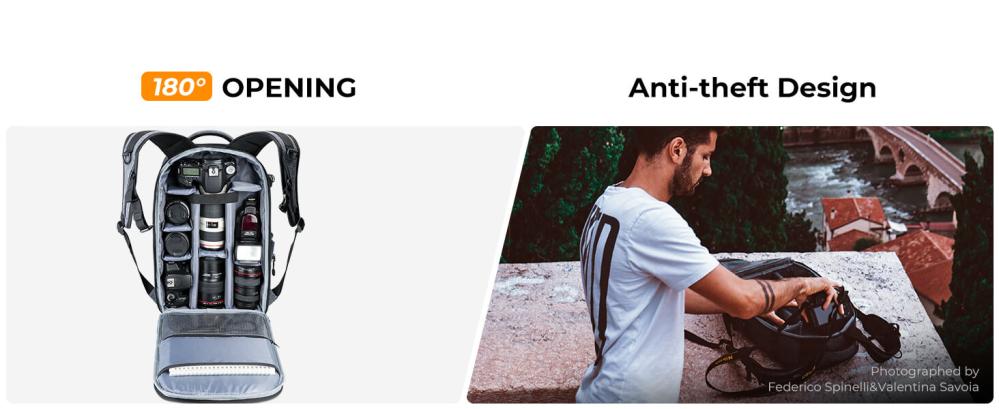  K&F Concept Kameraryggsäck med stort fack för kameran 17liter från Kamda – snabb leverans och trygg e-handel