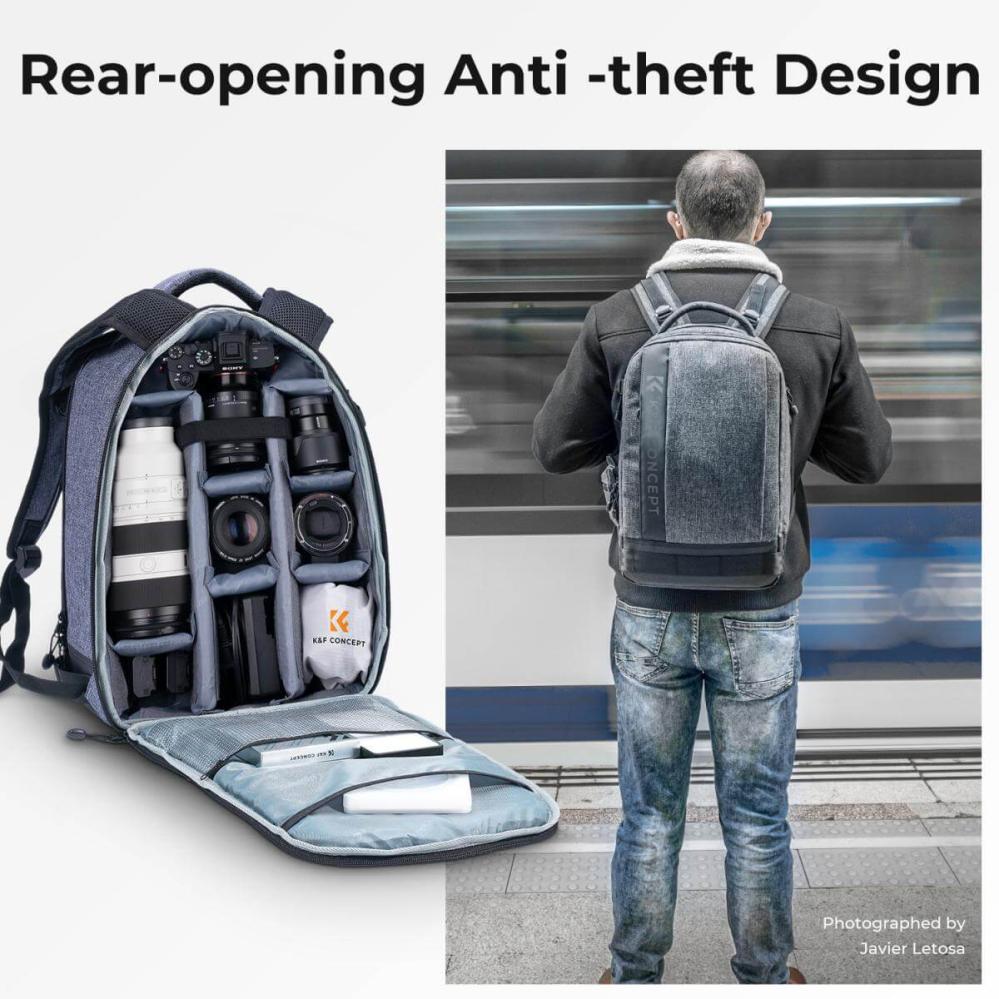  K&F Concept Kameraryggsäck med stort fack för kameran 17liter från Kamda – snabb leverans och trygg e-handel