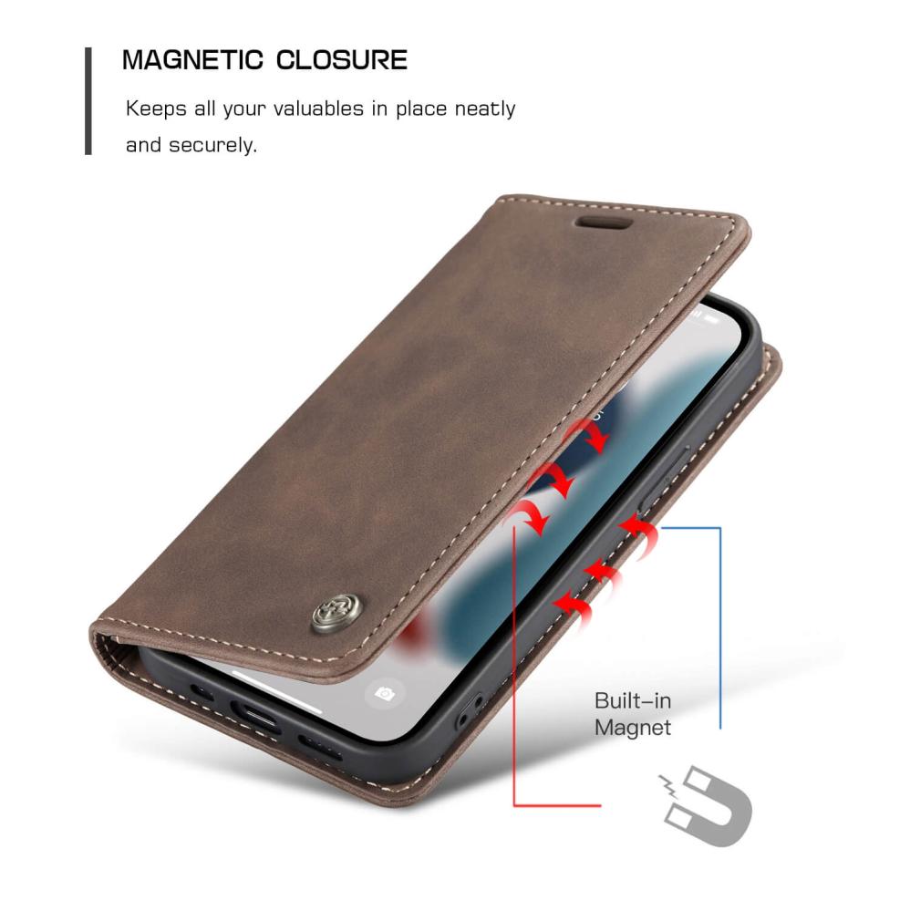 CaseMe Plånboksfodral med kortplats för iPhone 13 Pro Max Brun
