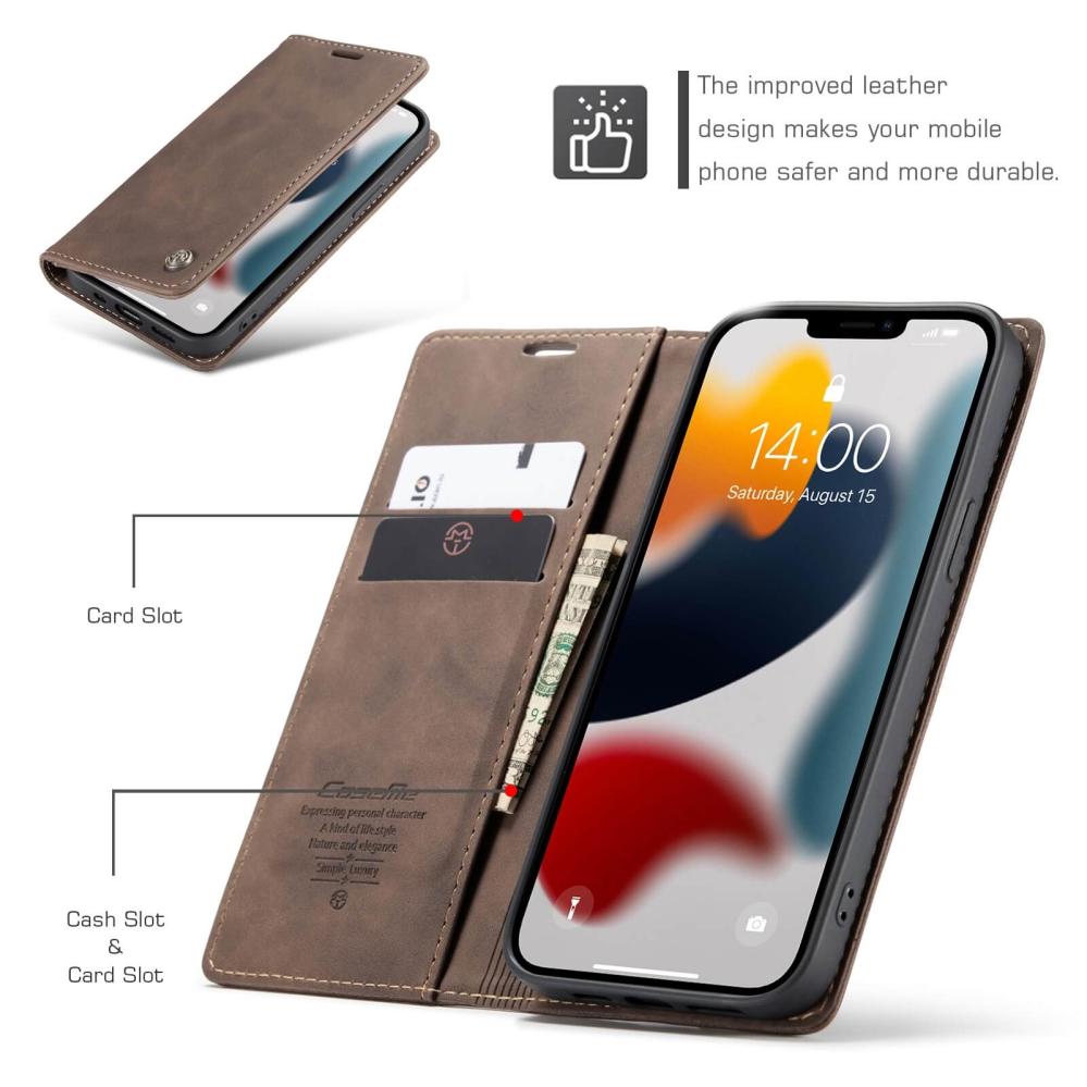 CaseMe Plånboksfodral med kortplats för iPhone 13 Pro Max Brun